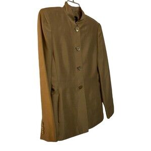 Dana Buchman Button Down Jacket With Pockets 100% Yellow Silk Size 6